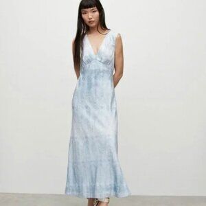 Karlina Estrella Silk Blend Maxi Dress Dusty Blue